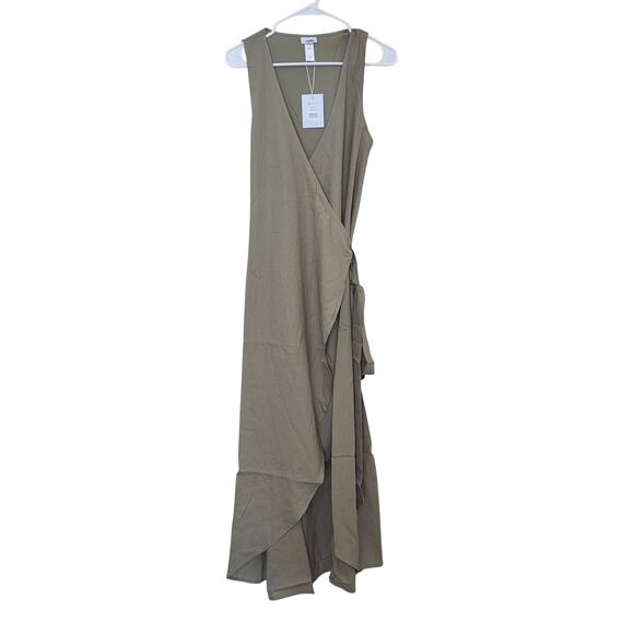 NWT Andie Womens Green Maxi Wrap Linen Blend Dress Medium Sleeveless Lightweight - Picture 2 of 3